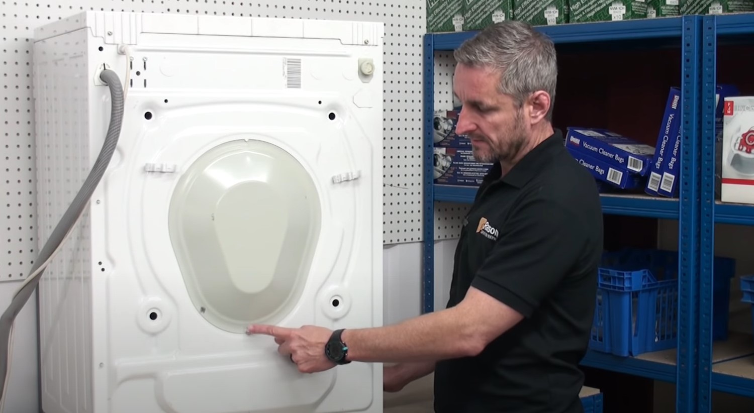 How to replace the belt on a Bosch washing machine remove rear panel